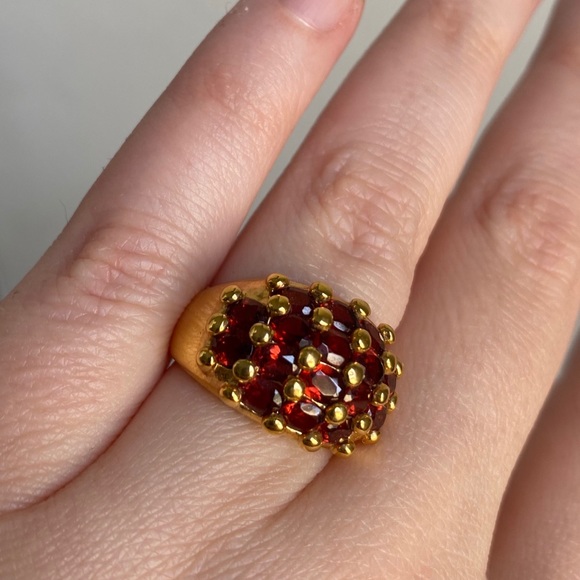 Vintage 5/6 Real Gold Garnet Ring Jan Birthstone - Picture 9 of 10